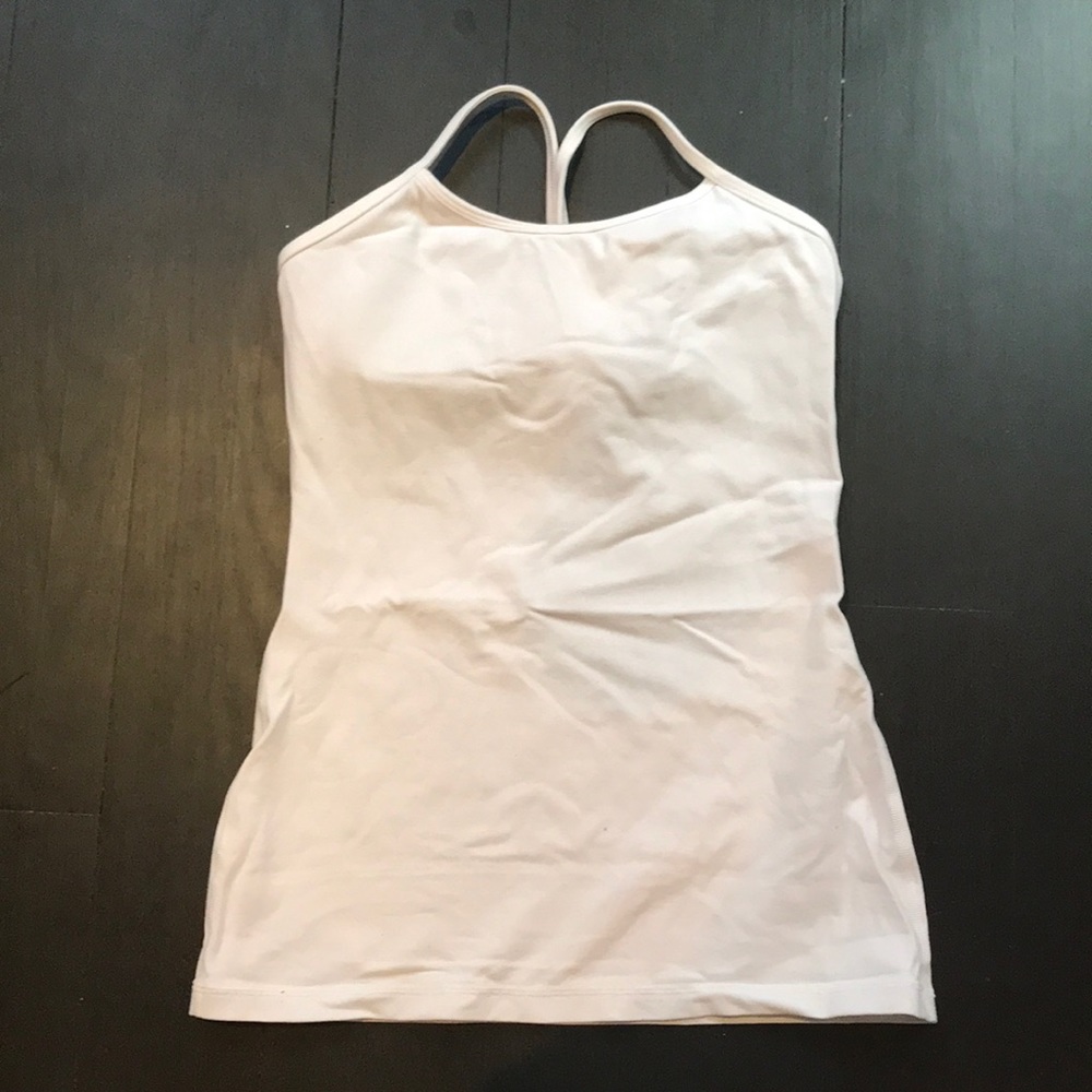 Lululemon Y tank with build in bra, white